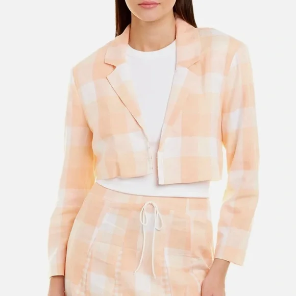 FOR LOVE AND LEMONS EUGENIE CROP BLAZER Medium NEW NWT Plaid